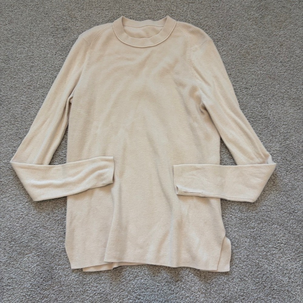 Lululemon Take It All In Crewneck Sweater Womens S Cream Ribbed Knit Relaxed